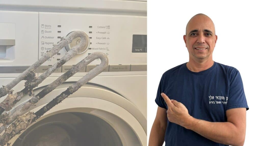 איציק הטכנאי שלך מחליף גוף חימום במכונת כביסה.
